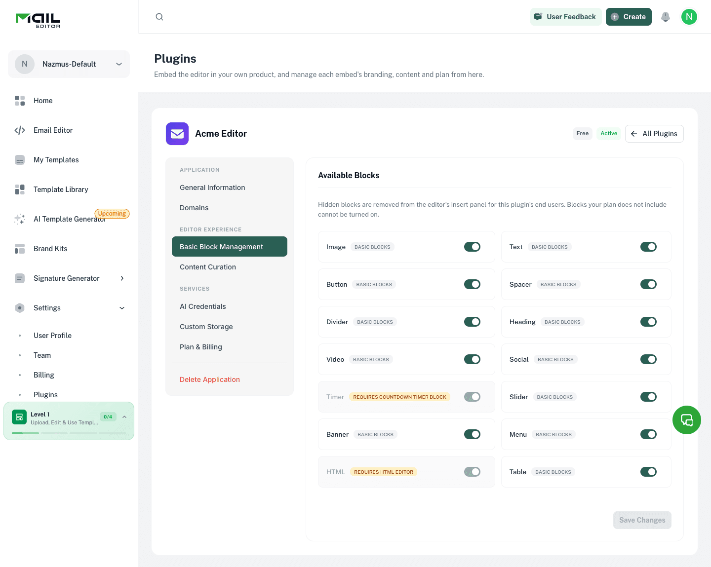 Basic Block Management tab